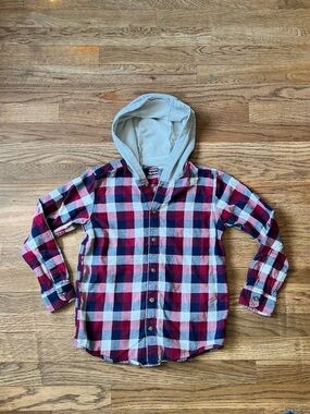 Carter's Hooded Plaid Flannel Red, Blue White Size 10 Boys Hooded Cotton